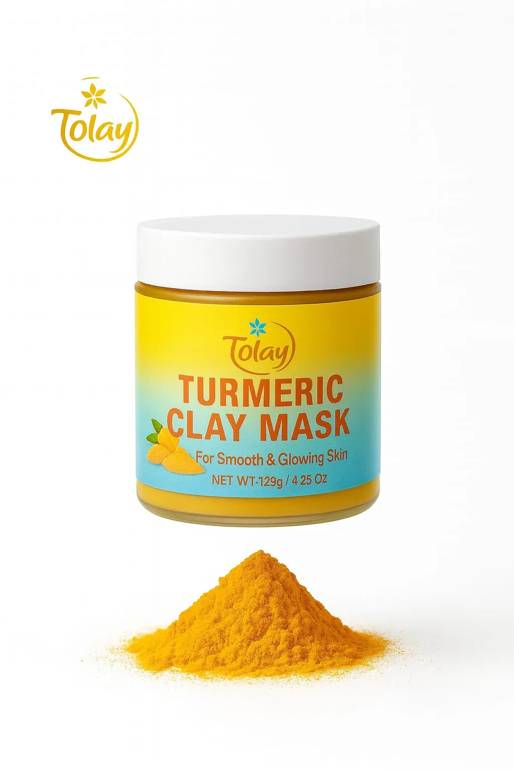 Tolay Turmeric Clay Mask – Natural Detox & Glow Treatment with Turmeric, Kaolin Clay, and Aloe Vera for Clear, Radiant Skin mytolay